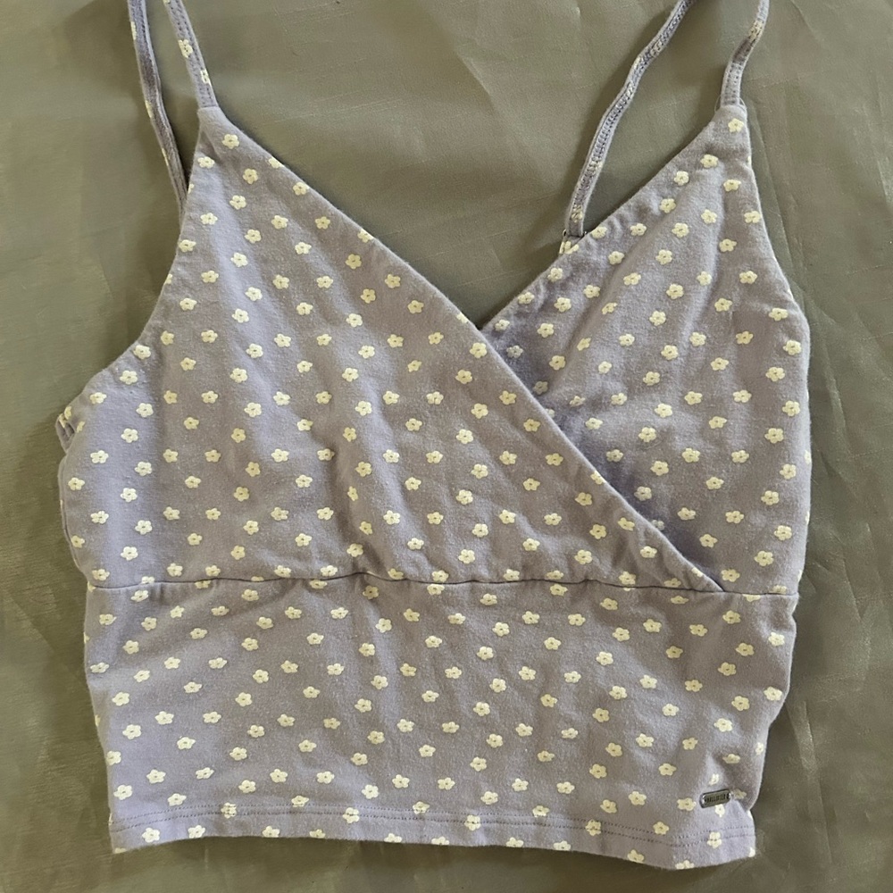 HOLLISTER purple floral crop top
